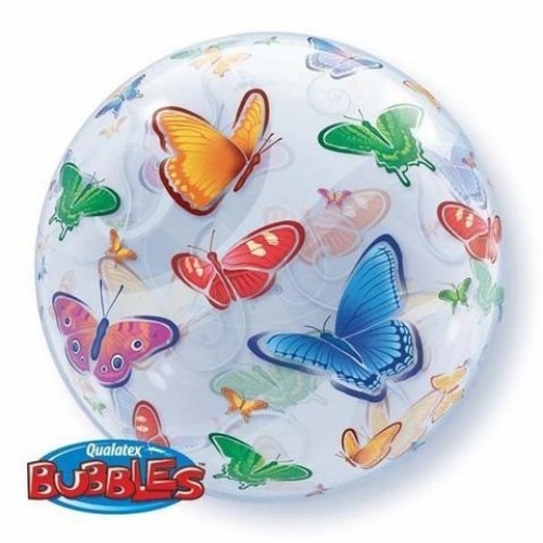 $D GLOBO 22" BURBUJA MARIPOSAS