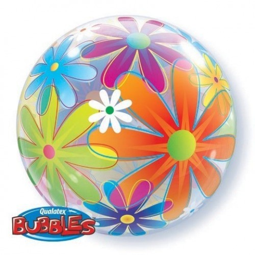 $D GLOBO 22" BURBUJAS FLORES