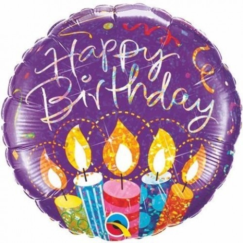 $D GLOBO 18" HOLOGRAFICO  BIRTHDAY VELAS
