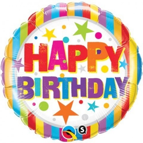 GLOBO 18" FOIL HAPPY  BIRTHDAY RAYAS MUL