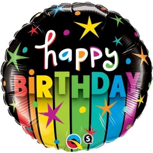 GLOBO 18" FOIL BIRTHDAY RAYAS COLOR
