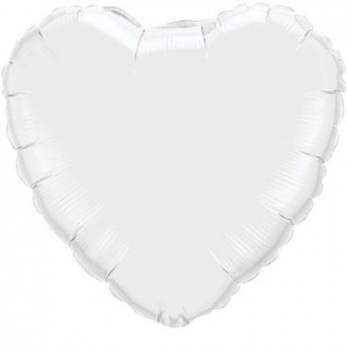   GLOBO 4" PALO FOIL CORAZON BLANCO