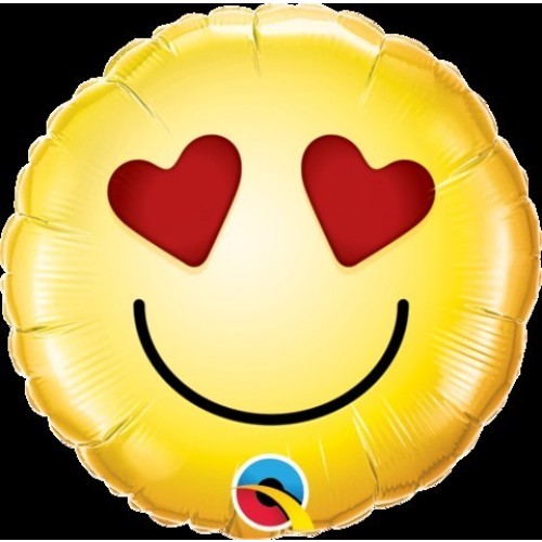 GLOBO 9" FOIL EMOTICONO OJOS CORAZONES