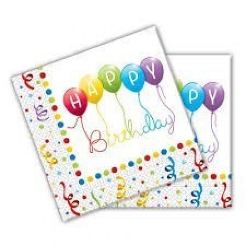 $E   20 SERVILLETAS BDAY SERPEN 33CM