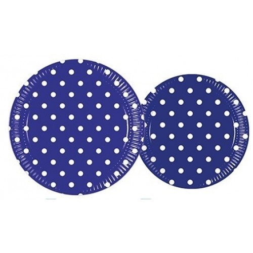   8 PLATOS AZUL TOPO BLANCO 20CM