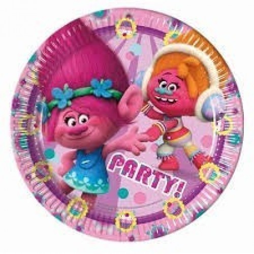 8 PLATOS CARTON TROLLS 23CM