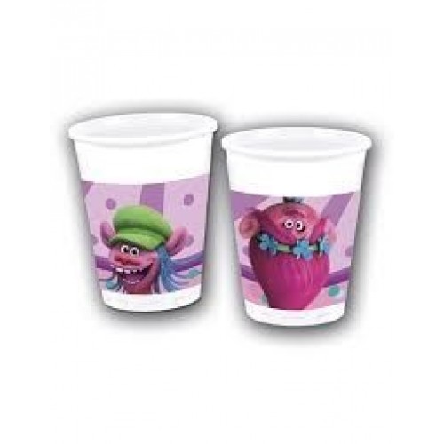 8 VASOS PL TROLLS 200ML