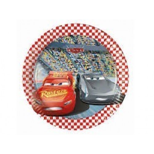 =  8 PLATOS CARTON CARS 3 20CM