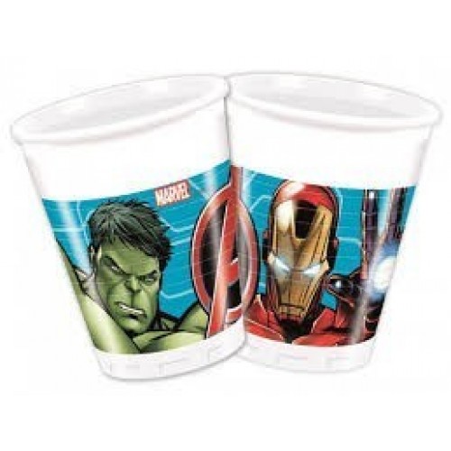 $E   8 VASOS PL VENGADORES 200ML