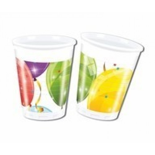 $E   8 VASOS PL GLOBO DESTELLO 200ML