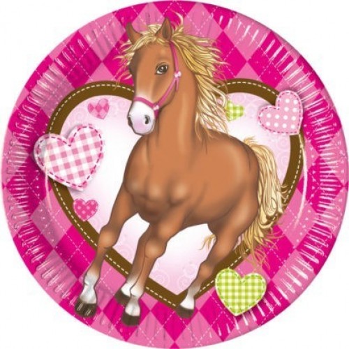   8 PLATOS CABALLO ROSA 20CM