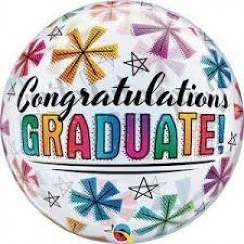 GLOBO 22" BURBUJA FELIZ GRADUACION