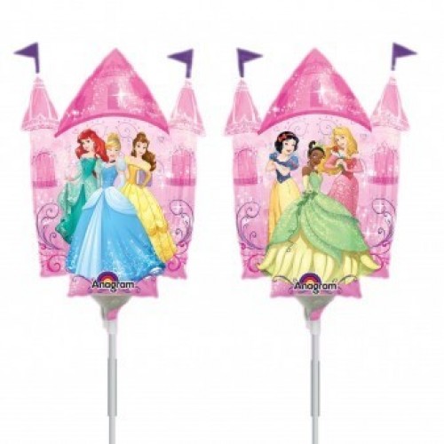 $D GLOBO 9" PALO FOIL CASTILLO PRINCESAS