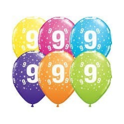 25 GLOBOS 11" LATEX IMPRESO N9 COL.SUR.