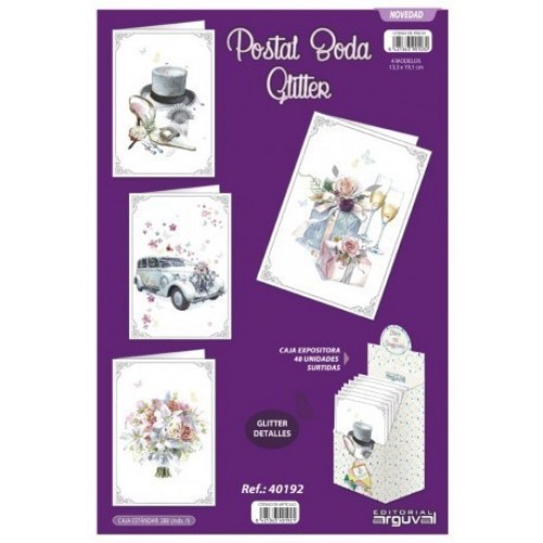 $D TARJETA FELICITACION BODA GLITTER