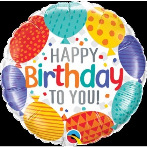 $D GLOBO 18" FOIL RND GLOBOS H.BIRTHDAY