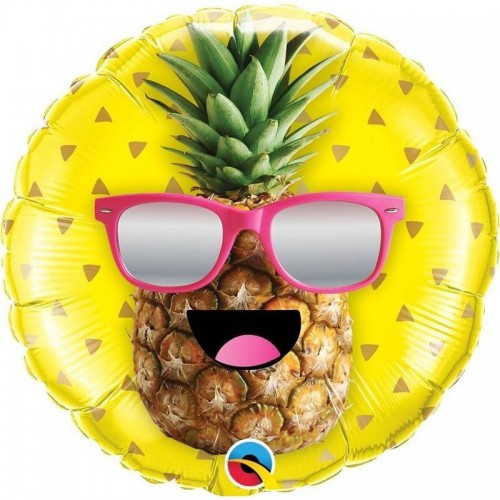 GLOBO 18" FOIL REDONDO PIÑA CON GAFAS