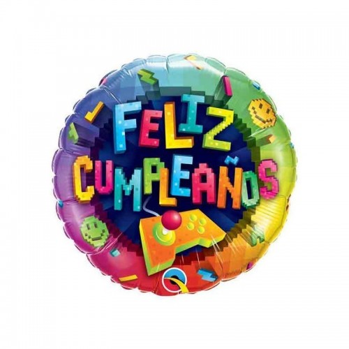 $D GLOBO 18" FOIL F.CUMPLEAÑOS VIDEOJUEG