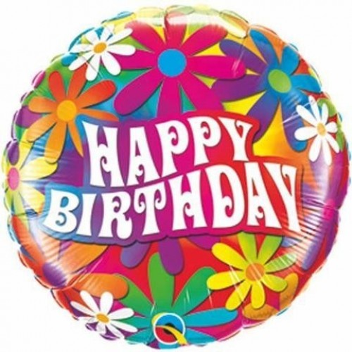 $D GLOBO 9" PALO FOIL RND H.BIRTHD HIPPI