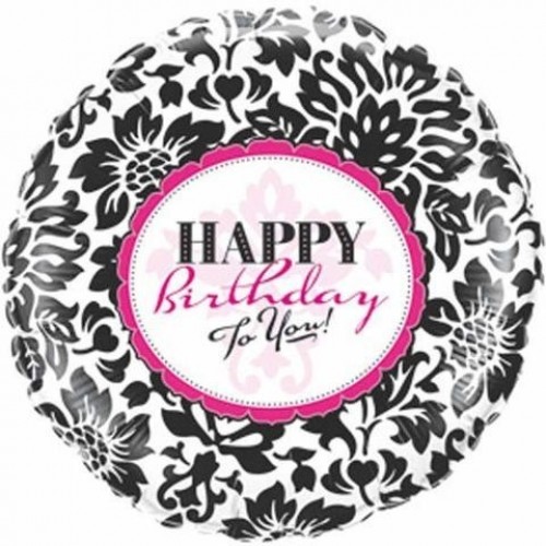 $D GLOBO 9" PALO FOIL H.BIRTHDAY DAMASCO