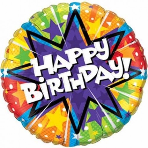 $D GLOBO 9" FOIL H.BIRTHDAY STAR MULTICO