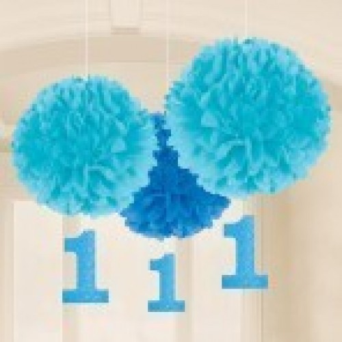 PAQ.3/U COLGANTE POMPON AZUL 1AÑO
