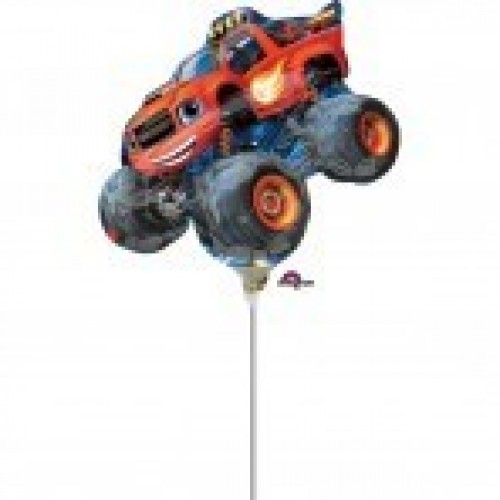 GLOBO 9" PALO FOIL CAMION MONSTER ROJO