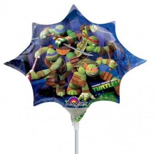 GLOBO 9" PALO FOIL LAS TORTUJAS NINJAS
