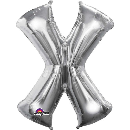   GLOBO 35" FOIL LETRA X METAL PLATA