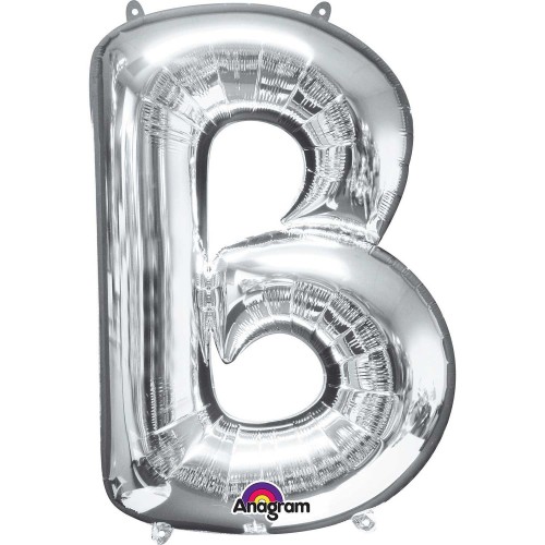 $E GLOBO 34" FOIL LETRA B METAL PLATA