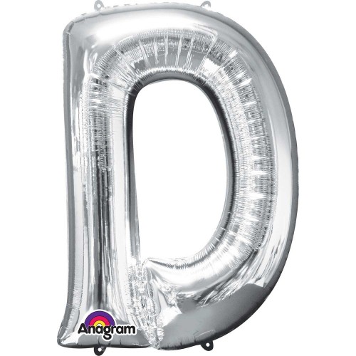 $E GLOBO 33" FOIL LETRA D METAL PLATA