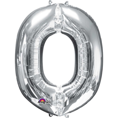 $E GLOBO 33" FOIL LETRA O METAL PLATA
