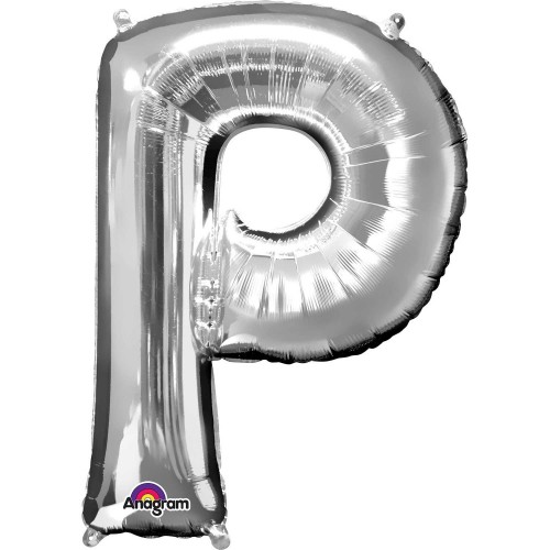   GLOBO 34" FOIL LETRA P METAL PLATA