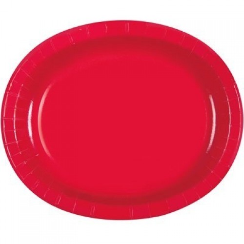 $E   8 PLATO OVAL ROJO RUBI 30,4CM