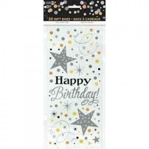 PAQ.20/U BOLSA CELOFAN H.BIRTDAY GLITER