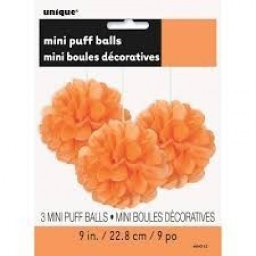   $E PAQ.3/U BOLA POMPON NARANJA 23CM