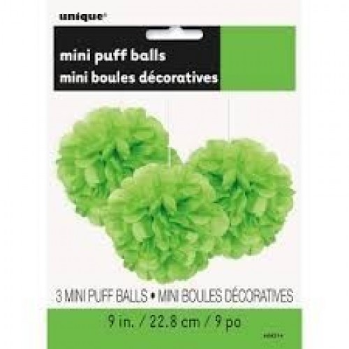  PAQ.3/U BOLA POMPON VERDE LIMA 23CM
