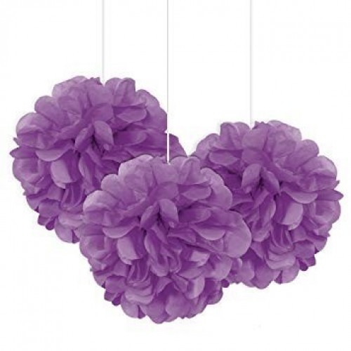 $E PAQ.3/U BOLA POMPON VIOLETA 23CM