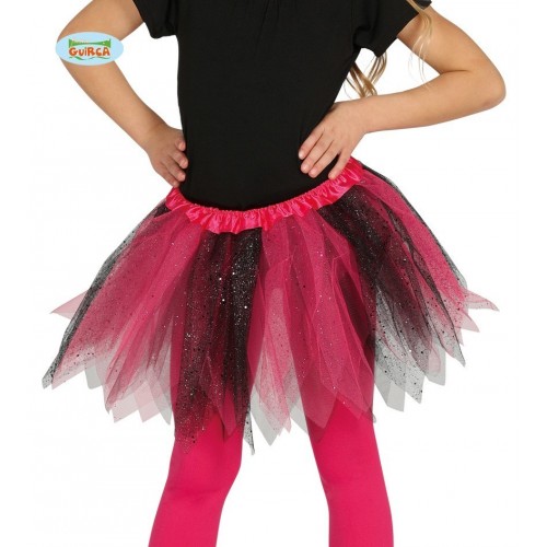 TUTU INFANTIL ROSA/NEGRO GLITTER 30CM