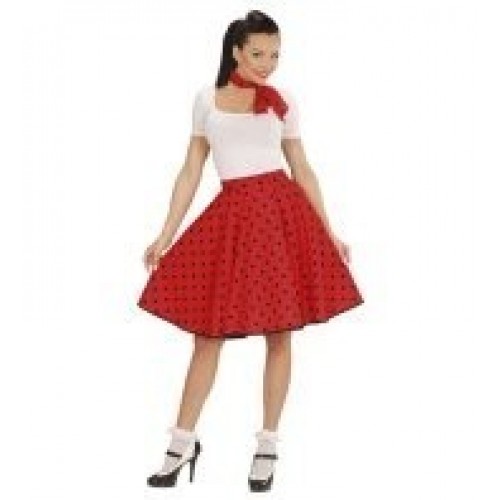  FALDA PAÑUELO LUNARES ROJO AÑOS 50