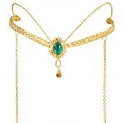 DIADEMA DAMA MEDIEVAL PIEDRA VERDE