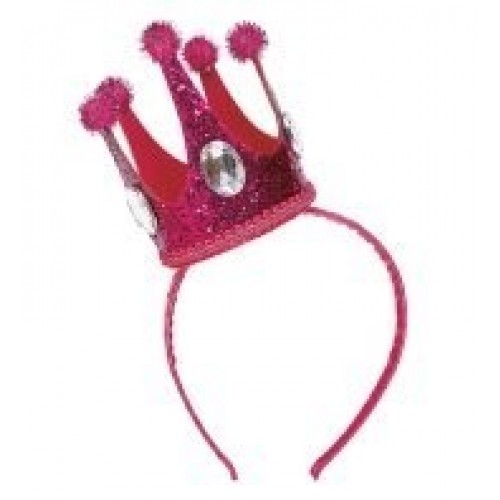 $D DIADEMA MINI CORONA GLITTER ROSA C/PI