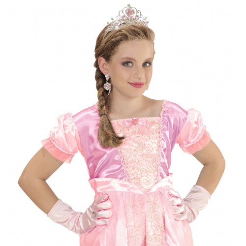 SET INFANTIL PRINCESA TIARA GUANTES ANIL