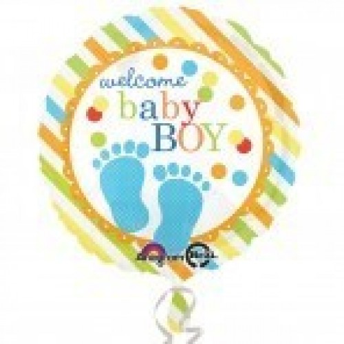 GLOBO FOIL RND BABY FEET BOY