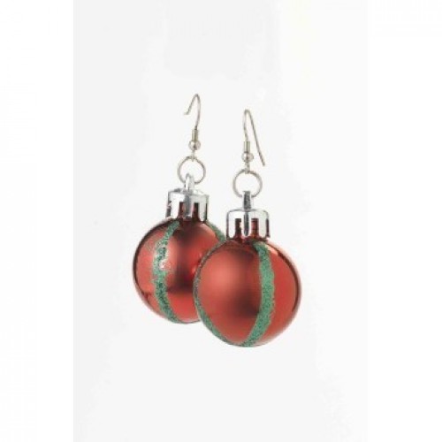 PENDIENTES FORMA BOLA DE NAVIDAD ROJO