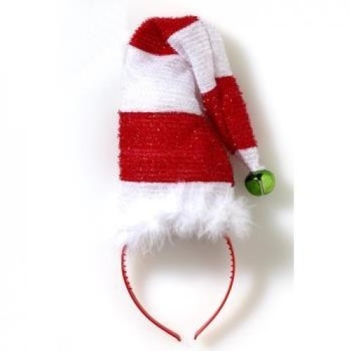 DIADEMA GORRO PAPA NOEL RAYAS BNC/ROJO