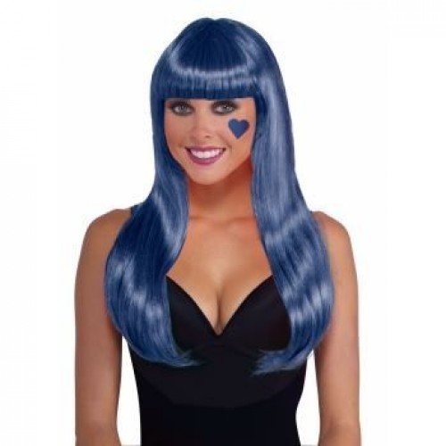 PELUCA LARGA NEON AZUL