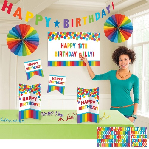 KIT 11PZ HAPPY BIRTHDAY ARCO IRIS