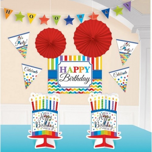 KIT 10PZ DECORACION MESA ARCO IRIS
