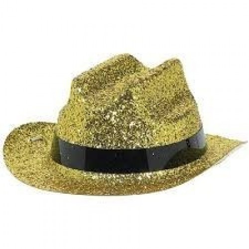   MINI SOMBRERO COWBOY GLITTER ORO